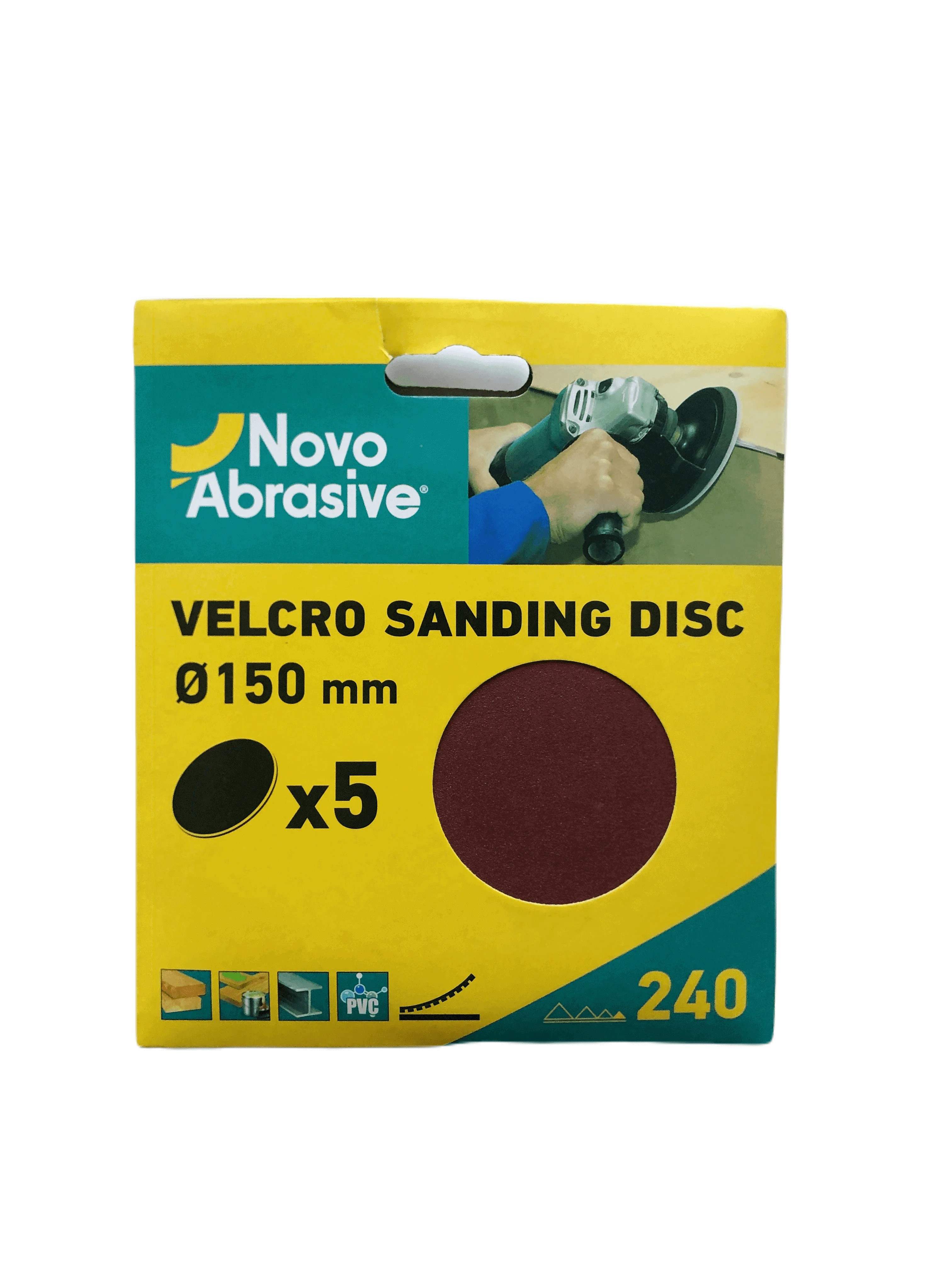 Круг шліфувальний самозачепний NovoAbrasive 150 мм, Р240, 5шт.